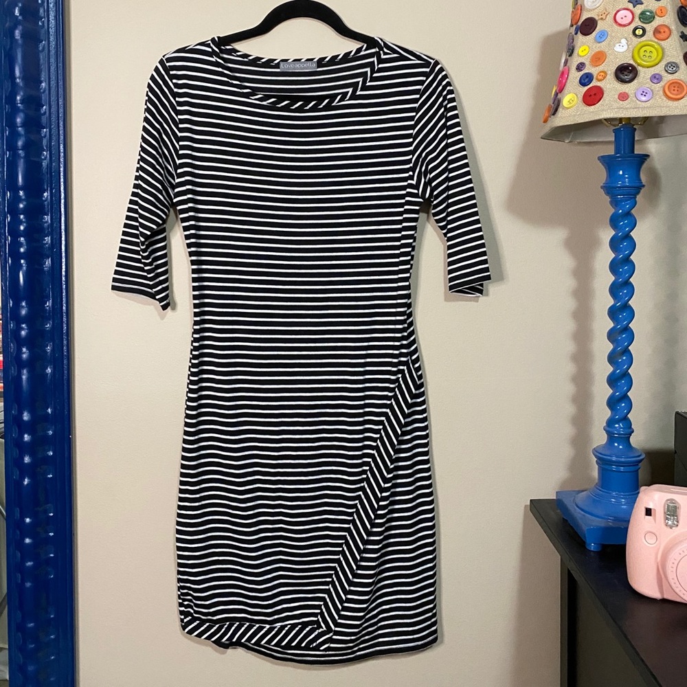 Zolita Knit Black and White Striped Fitted Dress